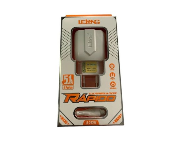 CARREGADOR V8 RAPIDO 5.1A 2USB