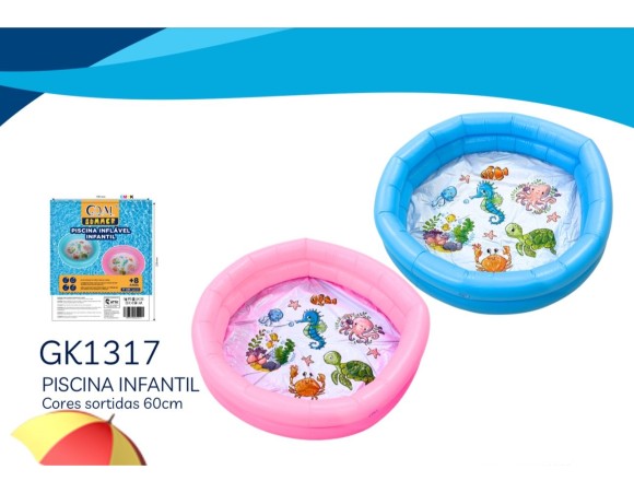 PISCINA INFLAVEL INFANTIL 28 LITROS FUNDO DO MAR 60CM GK1317