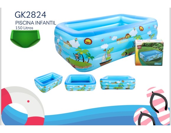 PISCINA INFLAVEL RETANGULAR INFANTIL  150LITROS  GK2824