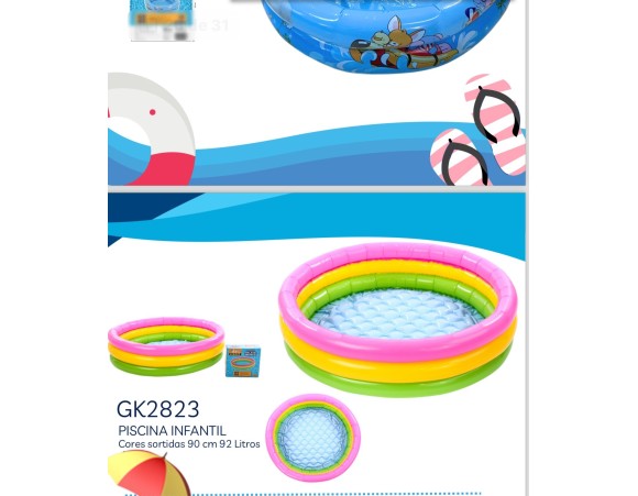 PISCINA INFLAVEL CIRCULAR INFANTIL  COLORIDA 92 LITROS GK2823