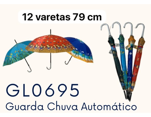 GUARDA CHUVA AUTOMATICO ESTAMPADA 12VARETAS 79CM GL0695