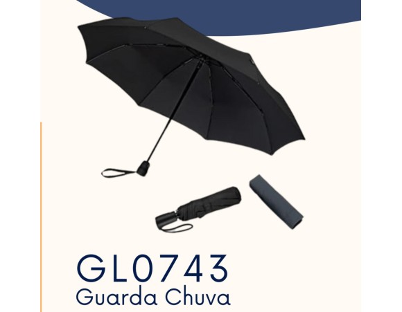 GUARDA CHUVA PRETO  CURTO  8 VARETAS GL0743/0702