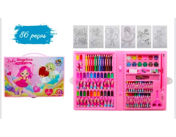 ESTOJÃO ESCOLAR 86 PCS ANGELINA ROSA CR14